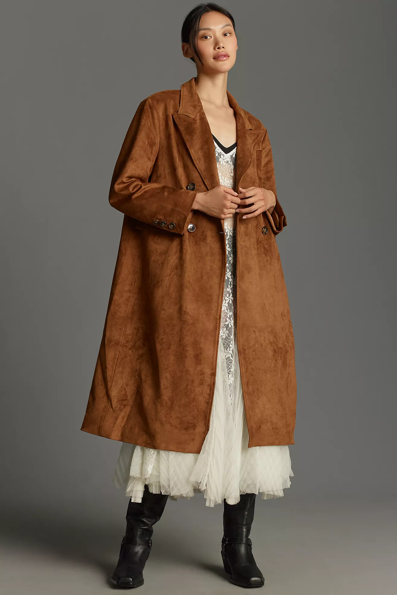 By Anthropologie Faux-Suede Trench Coat | Anthropologie (US)