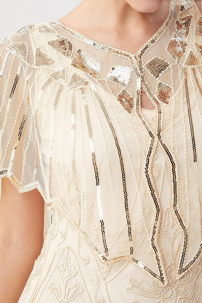 BABEYOND 1920s Shawl Wraps Sequin Beaded Evening Cape Bridal Shawl Bolero Flapper Cover Up | Amazon (US)