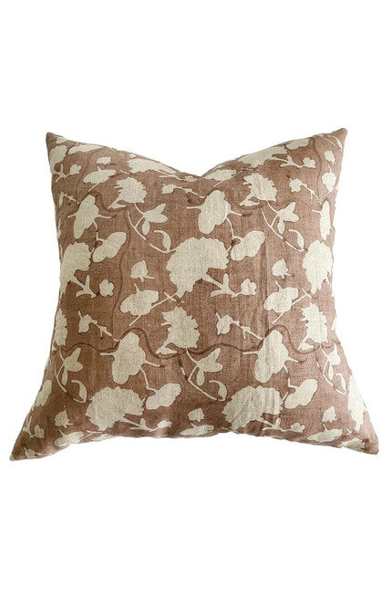 Mauve Handblock Floral Designer Pillow