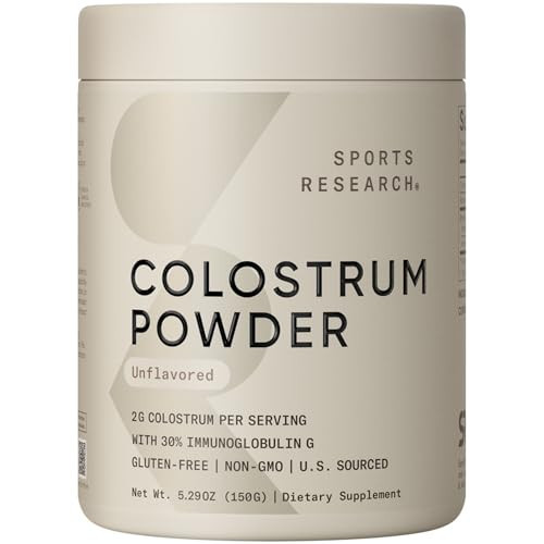 Sports Research® Premium Bovine Colostrum Powder, 75 Servings (Unflavored) | Amazon (US)