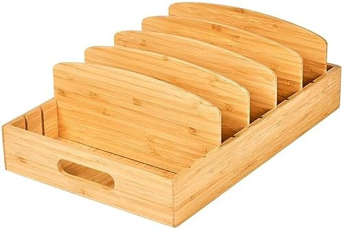 Umilife Large Food Container Lids Organizer for Kitchen Cabinet and Drawer, Bamboo Organizer with... | Amazon (US)