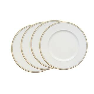 White Melamine Charger Plates with Gold Rim (4-Pack) | The Home Depot