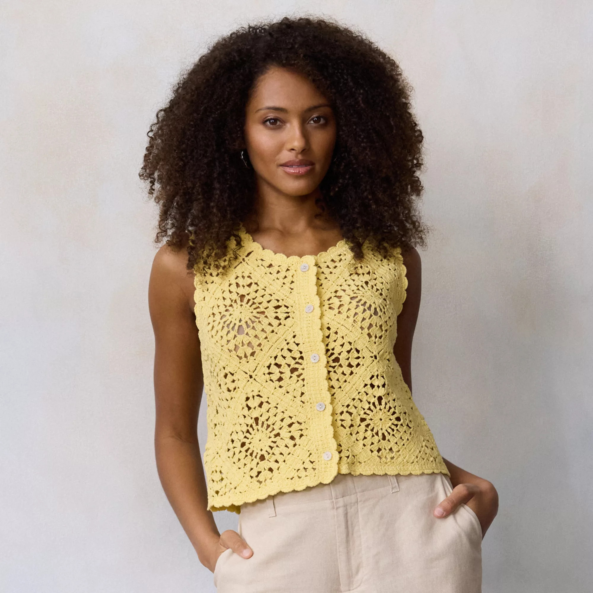 Petite LC Lauren Conrad Crochet Vest | Kohl's