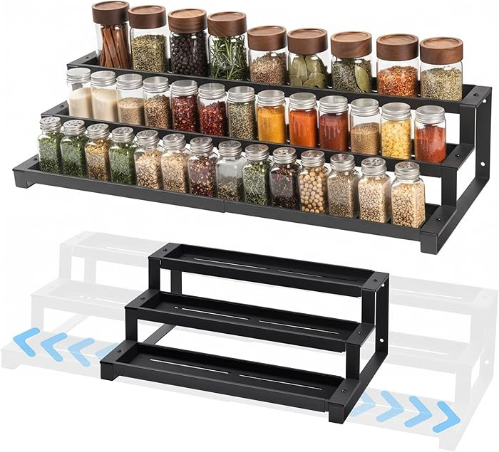 3-Tier Spice Rack Organizer for Kitchen Cabinet or Pantry, 16"-29" Expandable Spice Organization ... | Amazon (US)
