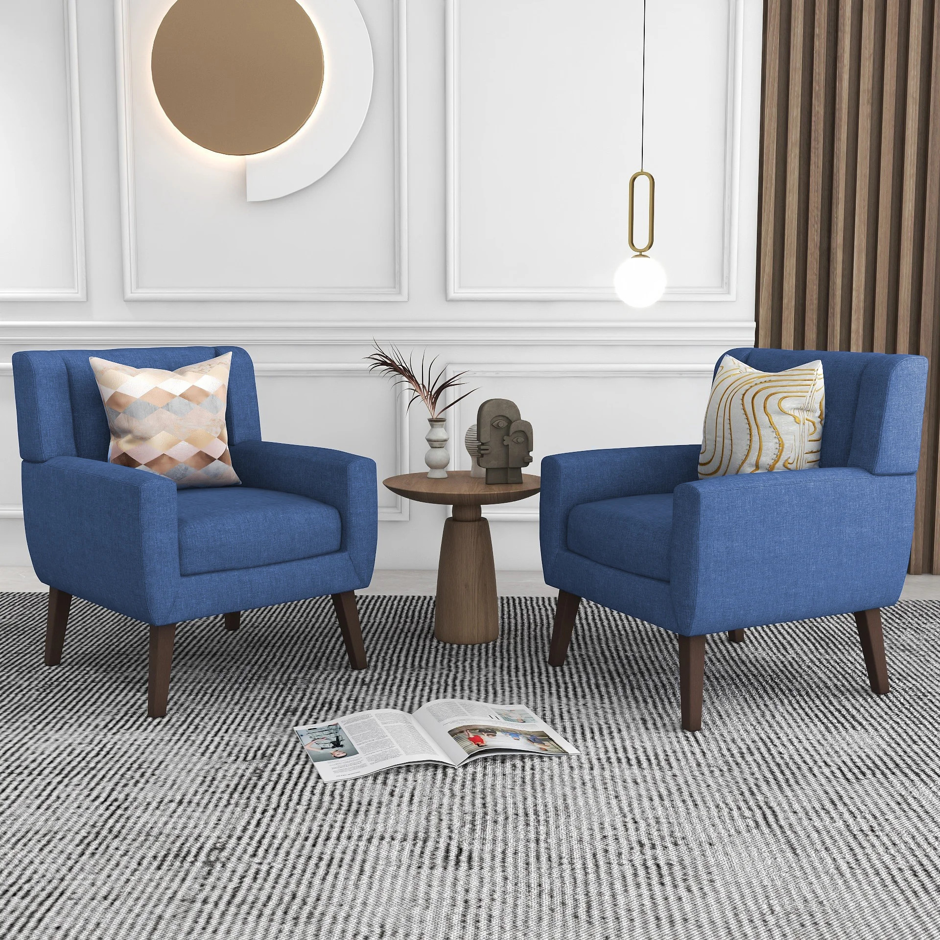 Jaqueze Tufted Upholstered Wide Back Armchair with Solid Wood Leg (Set of 2) | Wayfair North America