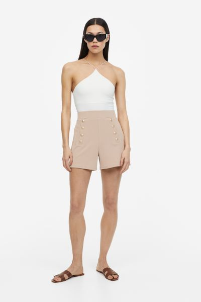 Button-front Shorts - Beige - Ladies | H&M US | H&M (US + CA)