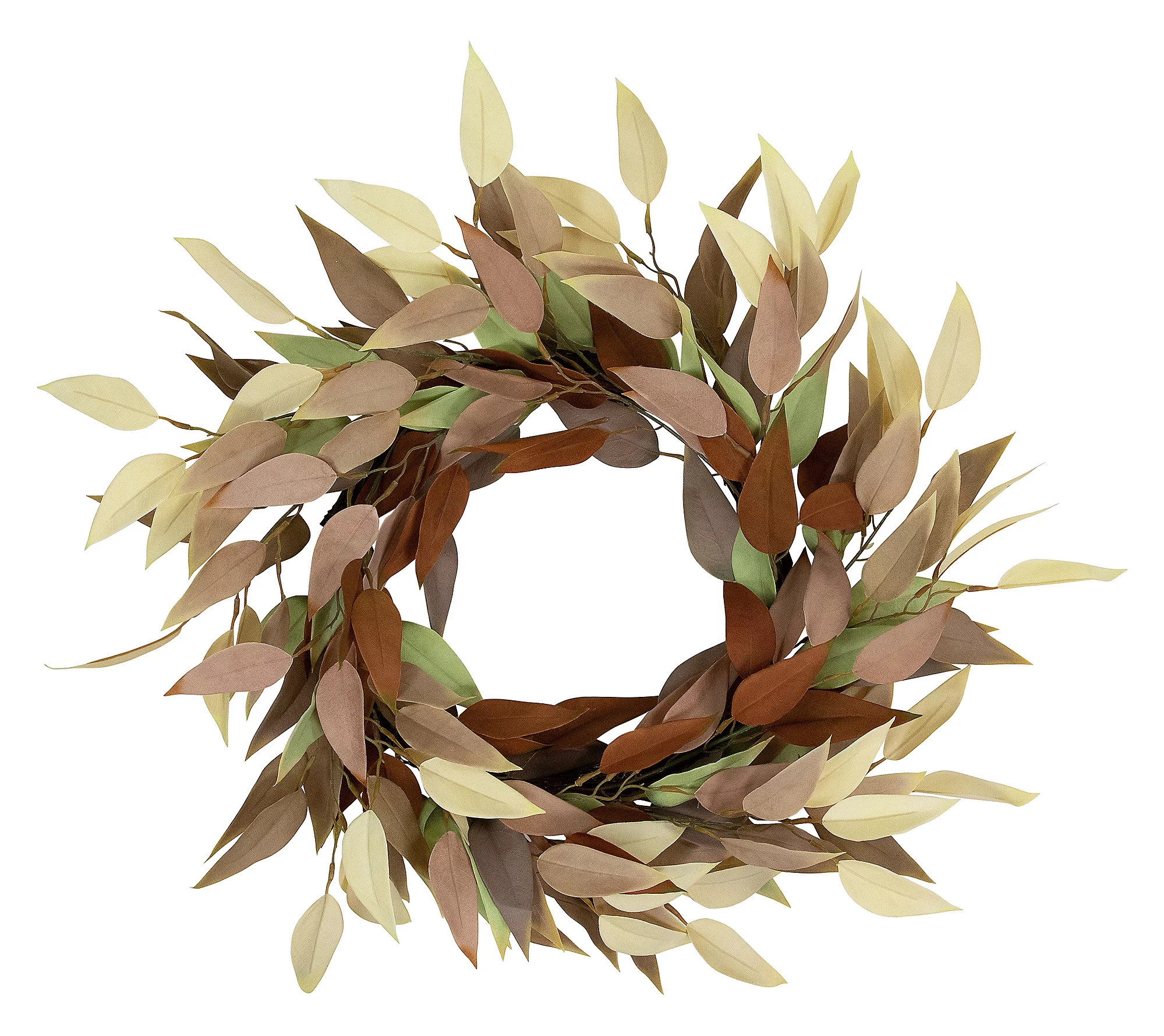 Northlight Harvest Neutral Fall Foliage Leaf Wr ath 22" Unlit | QVC