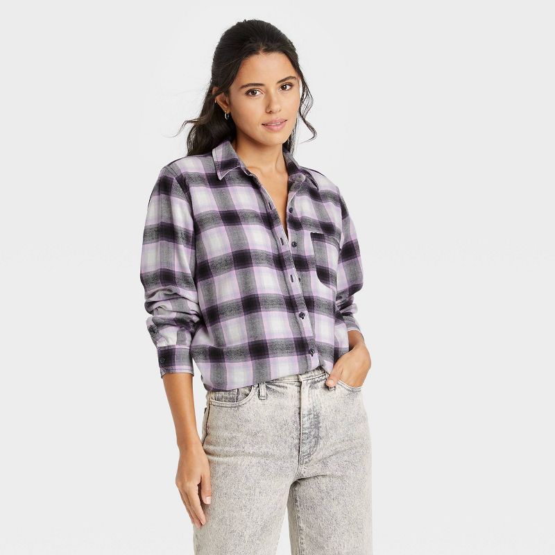 Women's Long Sleeve Flannel Button-Down Shirt - Universal Thread™ Plaid | Target