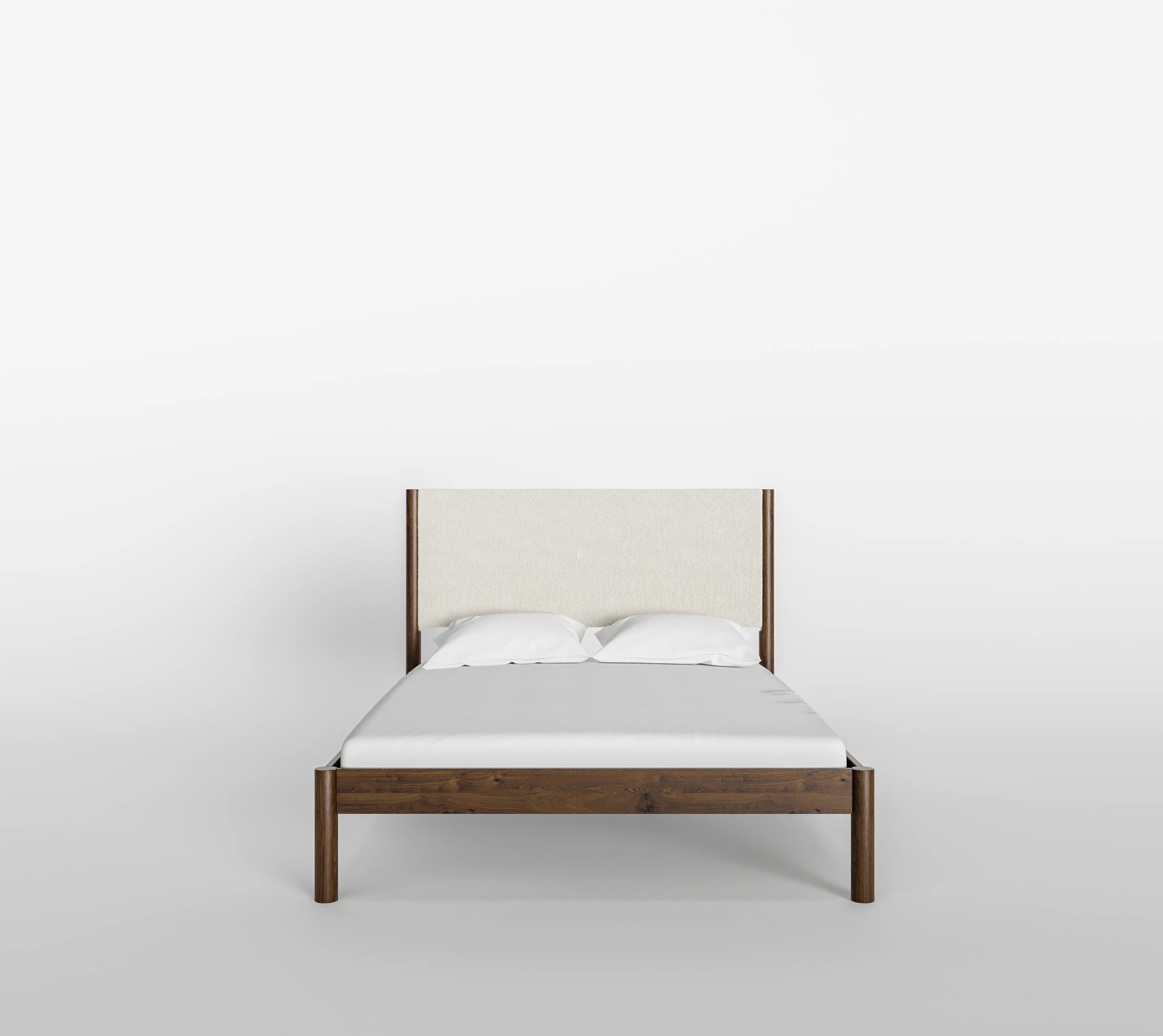 Ardin Solid Wood Bed Frame With Cream Boucle Upholstered Headboard | Wayfair North America
