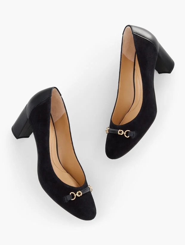 Ellery Bit Block Heel Pumps - Suede | Talbots