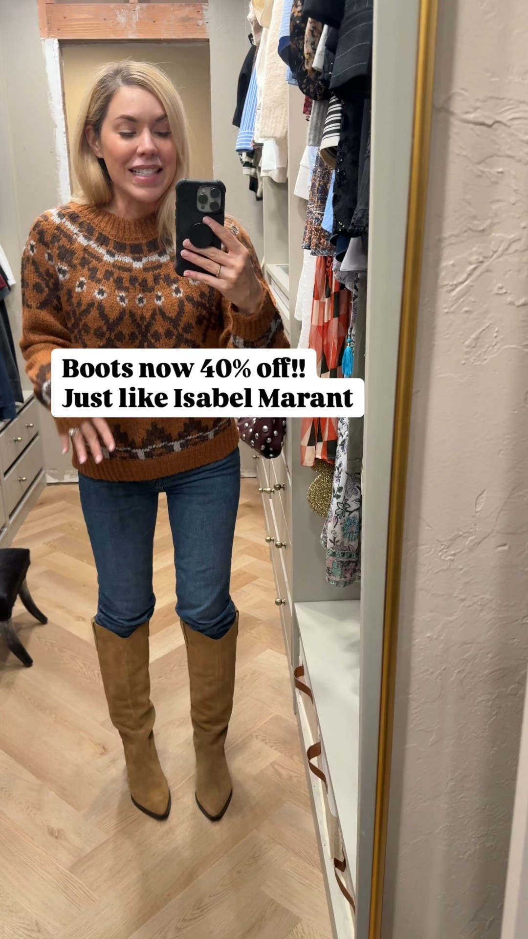 Western boots are just like Isabel
Marant!! (And on sale)

Sweater 
Suede boots
Frame jeans 
Pencil leg jeans
Straight leg jeans 
Skinny jeans 

#LTKSaleAlert #LTKootd #LTKSeasonal