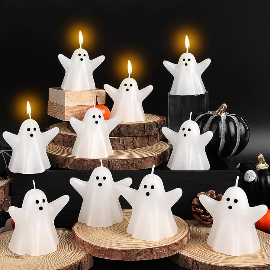 AKEROCK 10 PCS Large Halloween Candles/Ghost Candles, Cute Halloween Decorations Indoor for Table... | Amazon (US)