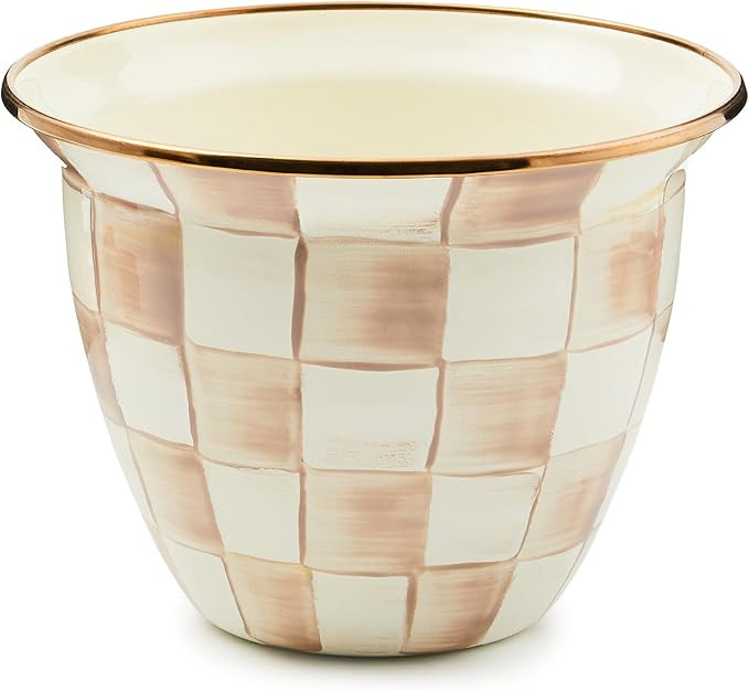MACKENZIE-CHILDS Flowerpot, Decorative Garden Pot for Growing Plants, Brown-and-White Mocha Check | Amazon (US)