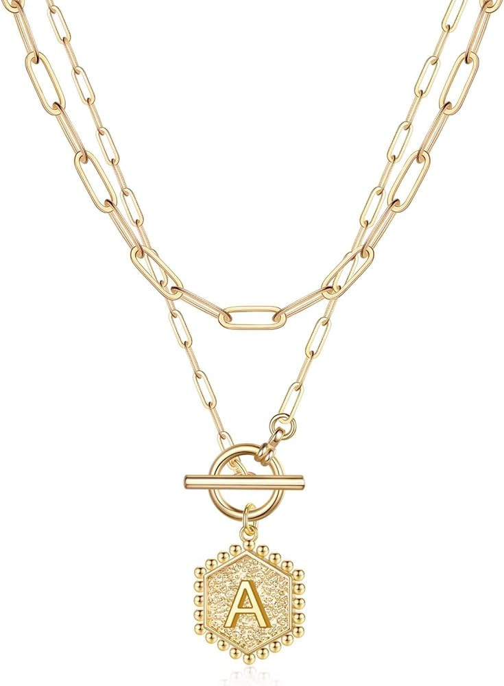 IEFWELL Layered Gold Necklaces for Women, 14K Gold Plated Silver Rose Gold Paperclip Chain Neckla... | Amazon (US)
