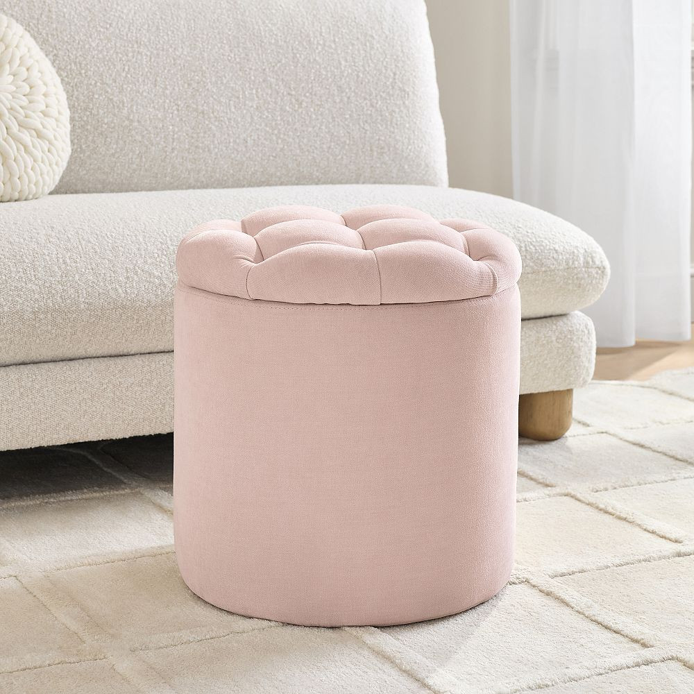 Tufted Round Storage Ottoman | Pottery Barn Teen
