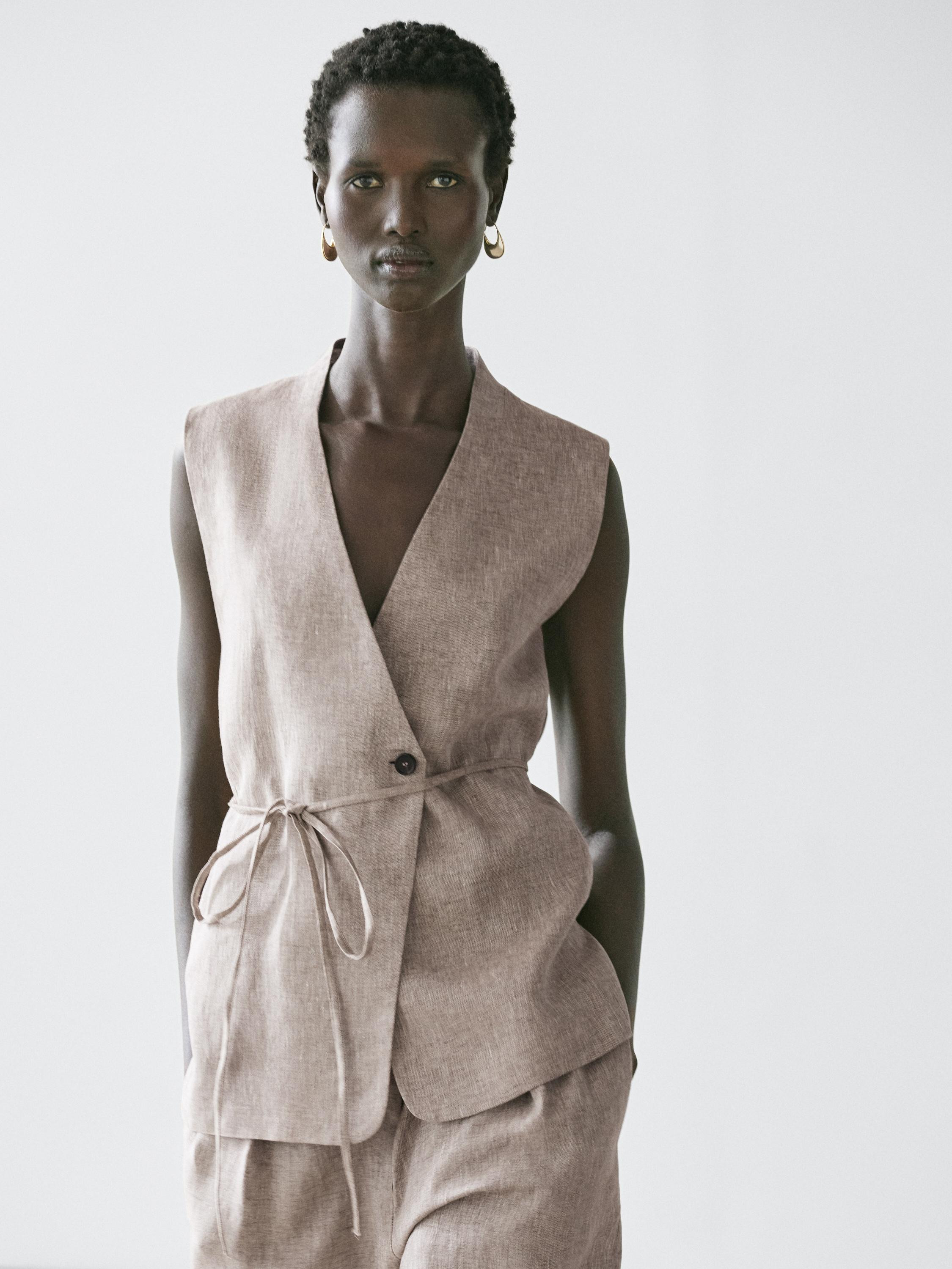 Double-breasted suit waistcoat · Beige · Blazer | Massimo Dutti | Massimo Dutti US