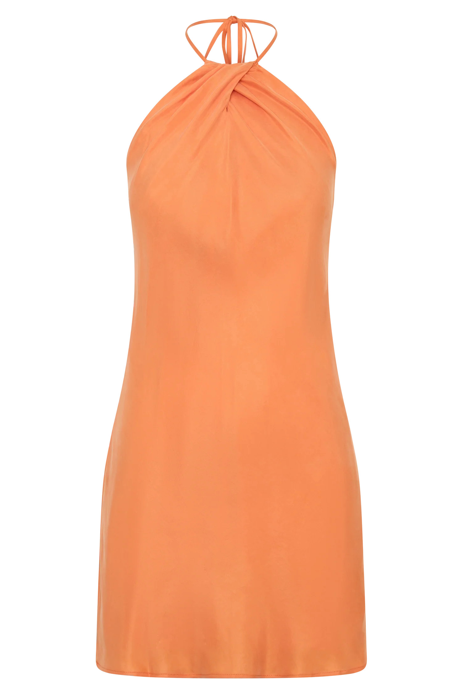 Maggie Cupro Halter Mini Dress - Orange | MESHKI US