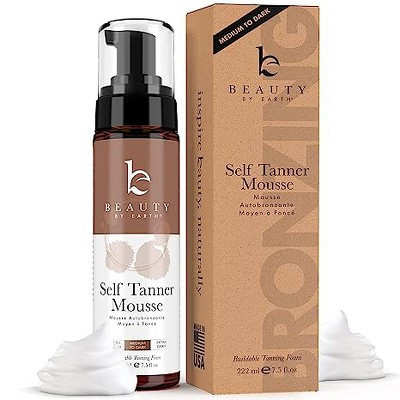 Beauty by Earth Self Tanner Mousse - Hydrating Foaming Water, Medium to Dark, 7.5oz | Target
