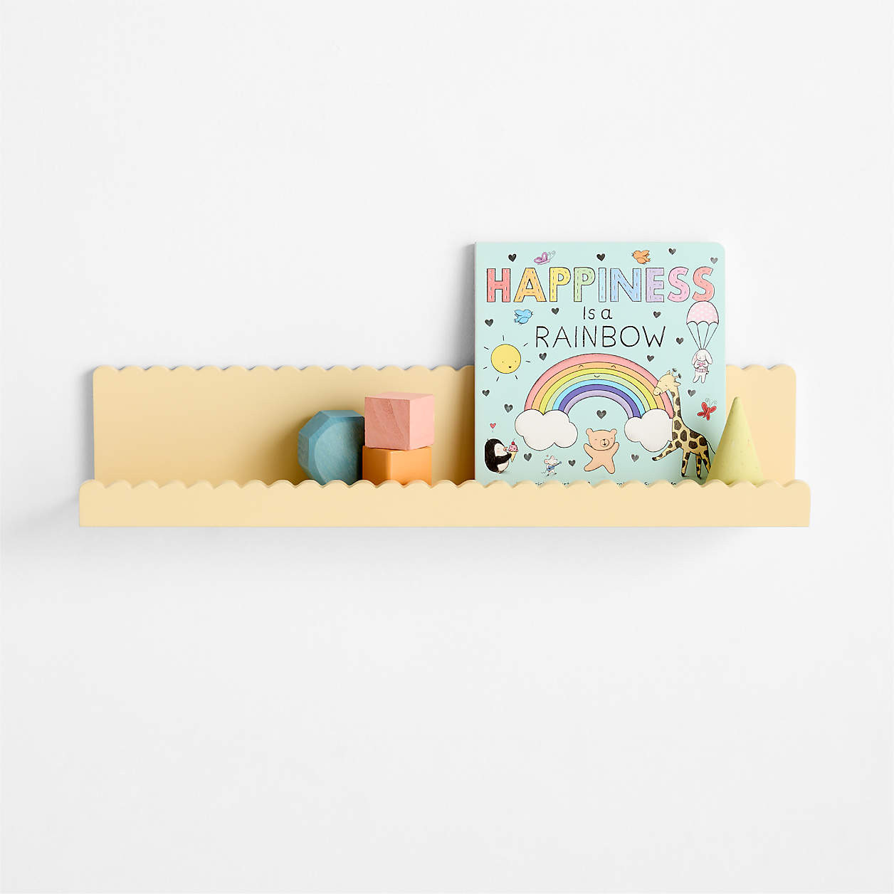 Sunny Scallop Butter Yellow Book Ledge Shelf | Crate & Kids | Crate & Barrel