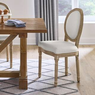 Home Decorators Collection Kingsmead Beige Upholstered Solid Wood Louis XVI Dining Chairs (Set of... | The Home Depot