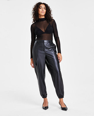 Bar III Women's Faux-Leather Joggers, Created for Macy's - Macy's | Macy's