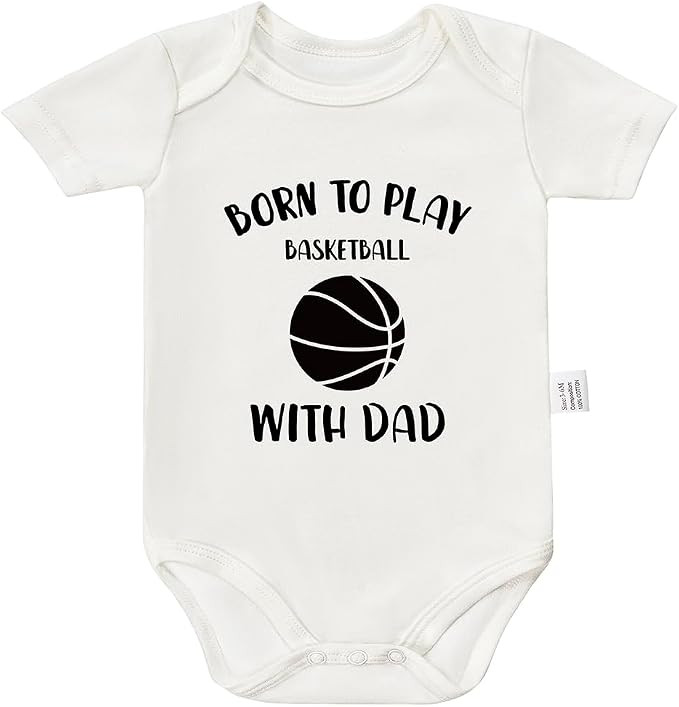 Born to Play Basketball with Dad Baby Bodysuit, Gender Neutral Infant Clothes, Boys Girls Short S... | Amazon (US)