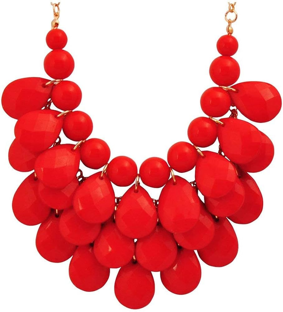 JANE STONE Fashion Floating Bubble Necklace Teardrop Bib Collar Statement Jewelry for Women | Amazon (US)