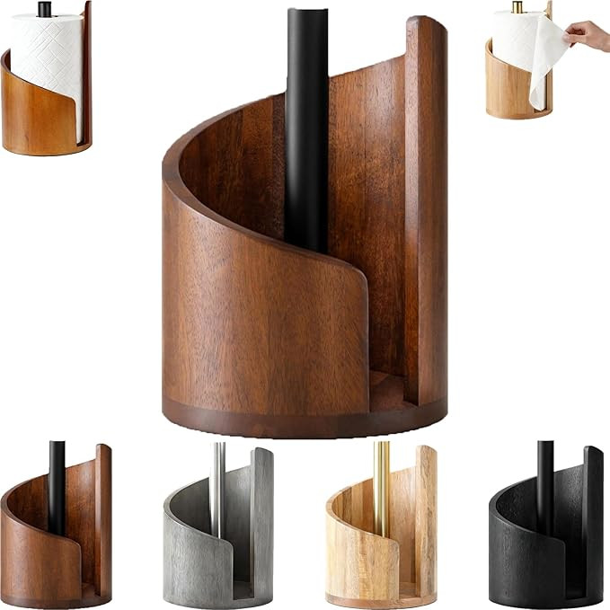 Mountain Paper Towel Holder Countertop with Mango Wood Round Base and Iron Holder, 2026 New Woode... | Amazon (US)