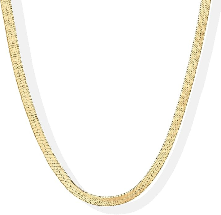 PAVOI 14K Gold Plated Curb Paperclip Box Sphere Bead Snake Herringbone and Figaro Chain Adjustabl... | Amazon (US)