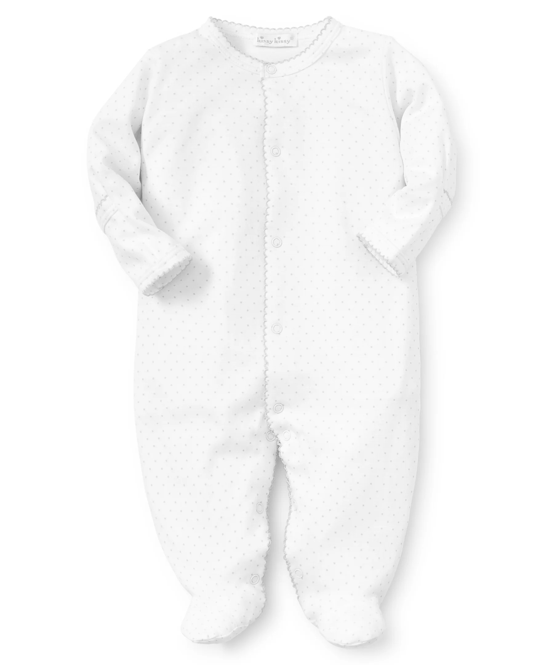 White/Silver New Kissy Dots Print Footie | Kissy Kissy