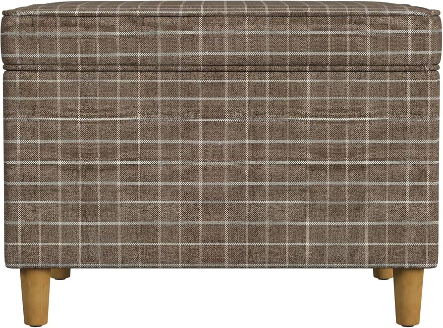 Spatial Order 24" Dinah Collection Storage Ottoman - Brown Windowpane Fabric | Amazon (US)