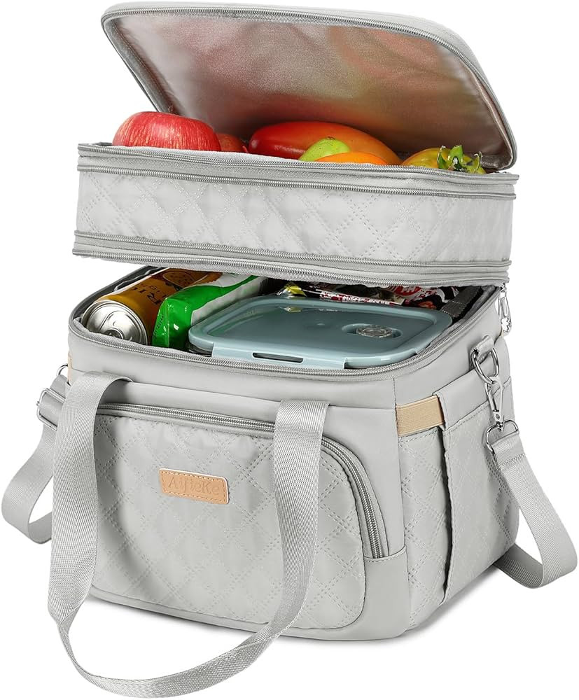 Lunch Bag for Men Women, Dual Compartment Large Lunch Box Insulated Lunch Bag, Work Adult Leak Pr... | Amazon (US)