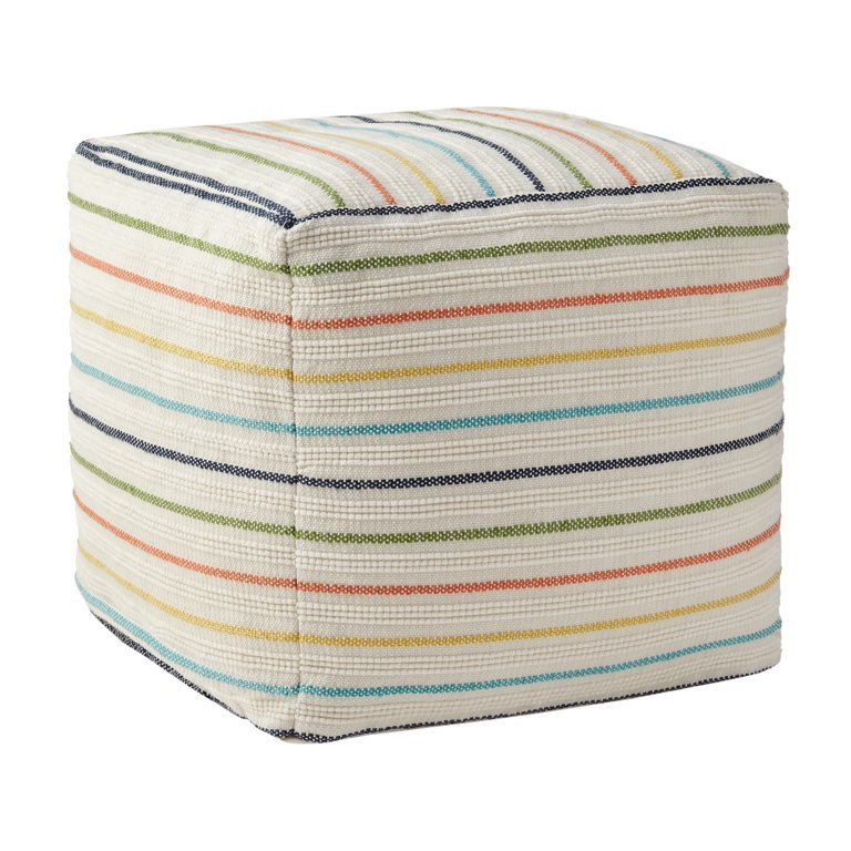 Better Homes & Gardens Stripe Outdoor Pouf, 16", Multi-Color | Walmart (US)