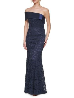 Eliza J Off Shoulder Lace Mermaid Gown on SALE | Saks OFF 5TH | Saks Fifth Avenue OFF 5TH