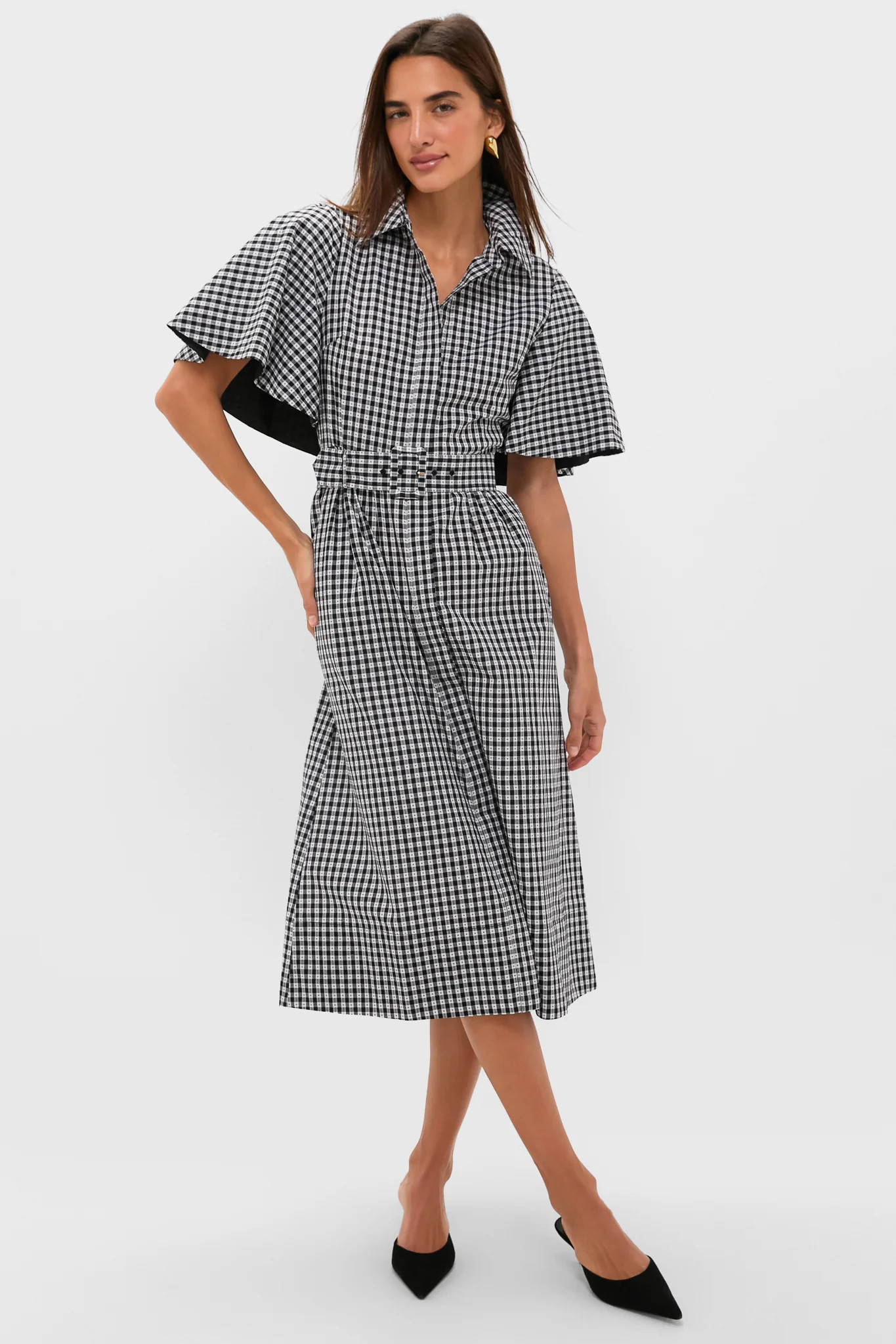 Black Gingham Cape Chloe Dress | Tuckernuck (US)