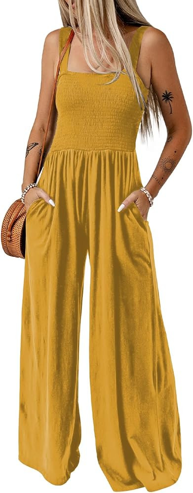 Dokotoo Women's Casual Loose Overalls Jumpsuits One Piece Sleeveless Wide Leg Long Pant Rompers W... | Amazon (US)