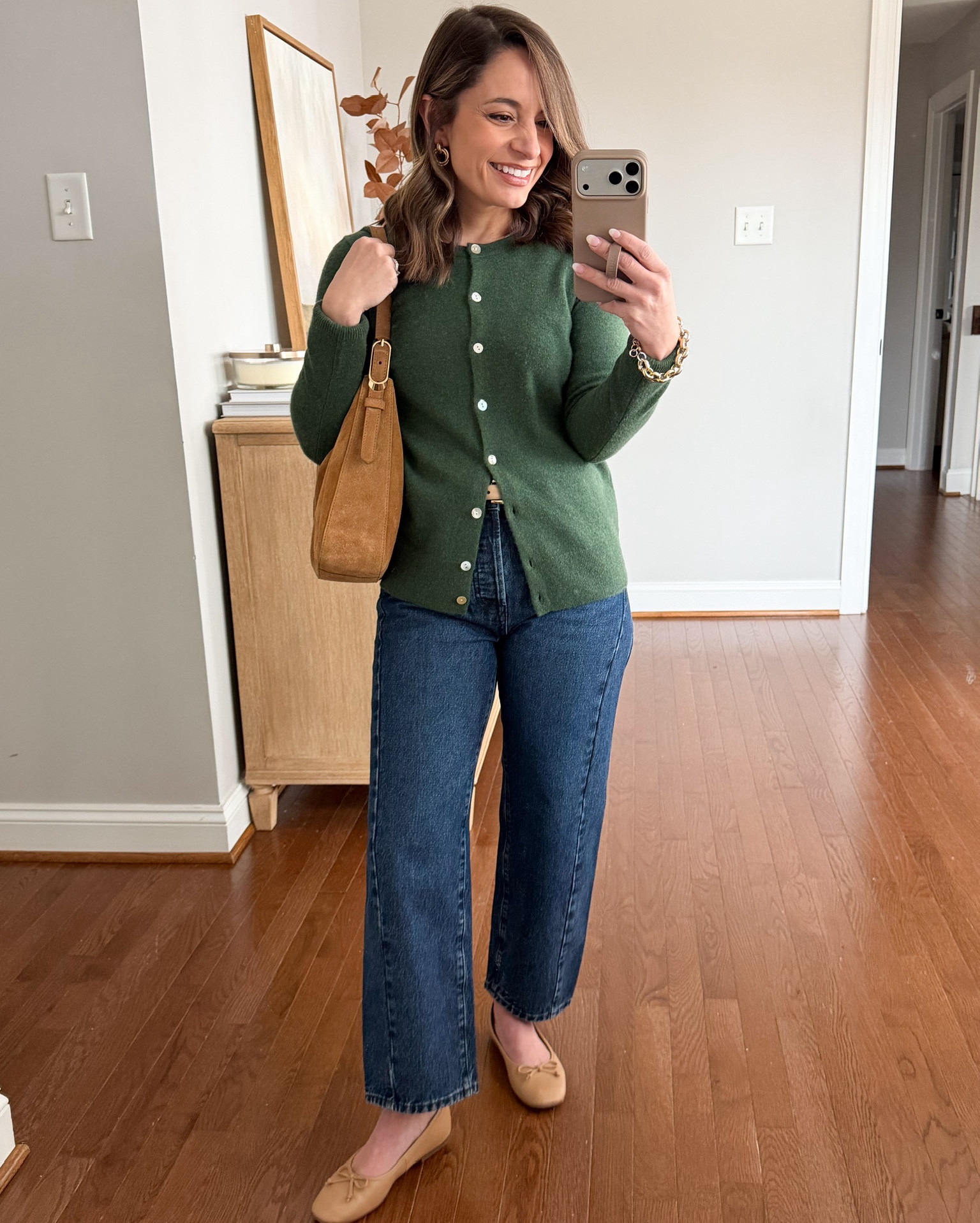 Three styles of flats I reach for daily!

Outfit 1:
Jeans (Madewell): petite 24 - relaxed fit, 10” rise, 25” inseam. 100% cotton 
Ballet flats (Sam Edelman): tts 
Sweater (Quince): xs 
Layering top (Quince): xs 
Belt (Quince)

Outfit 2:
Gray cardigan (Quince): xs 
Olive pants (Banana Republic): petite xs (10” rise, 26.5” inseam)
Tote (Quince)
Flats: tts

Outfit 3:
Tan V-neck cardigan (Quince): xs in oatmeal
White button down (J.Crew Factory): petite xxs
Brown pants (Banana Republic): xs (10” rise, 26.5” inseam)
Loafers (Sam Edelman): tts

My measurements for reference: I’m 4’10” and 105lbs. My bust, waist, and hip measurement is 32”, 24”, and 36”.

#LTKgrwm #LTKPetite #LTKWorkwear