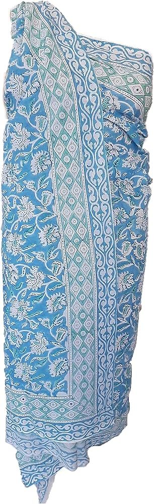 SATNAM Handicraft Women's Cotton Floral Printed Sarong for Womens Summer Beachwear Printed Pareo ... | Amazon (US)