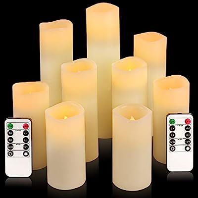 Flameless Candles, Led Candles Set of 9(H 4" 5" 6" 7" 8" 9" xD 2.2") Ivory Real Wax Battery Candl... | Amazon (US)