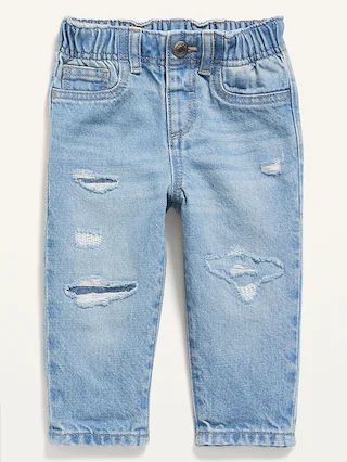 Unisex Loose Rip &#x26; Repair Elastic-Waist Jeans for Baby | Old Navy (US)