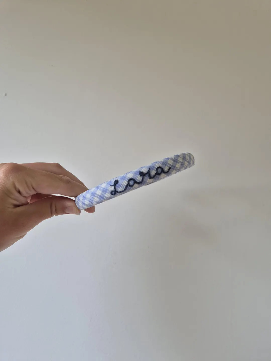 Personalised Hand Embroidered Skinny Name Headband Gingham (various Colours) - Etsy | Etsy (US)