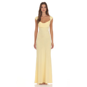 Strappy Cowl Neck Maxi Dress in Yellow | Lucy in the Sky