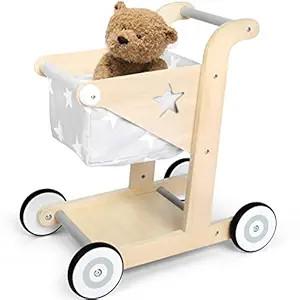 Asweets 2 in 1 Wooden Baby Walker Push and Pull Doll Stroller,Shopping Cart Learning Walker for B... | Amazon (US)
