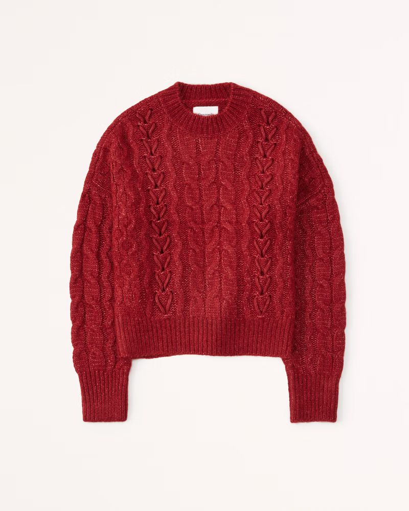 Women's Fluffy Cable Crew Sweater | Women's Tops | Abercrombie.com | Abercrombie & Fitch (US)