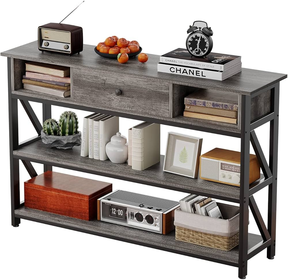 Mexin 47 Inch Console Sofa Table with Drawer, Industrial Entryway Table with Storage Shelves, Sto... | Amazon (US)