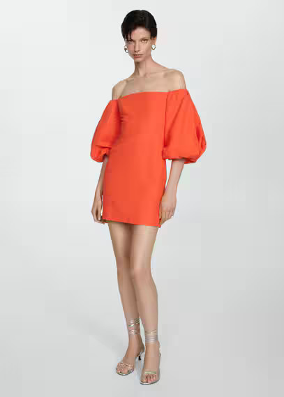 Puffed sleeves dress -  Women | Mango USA | MANGO (US)