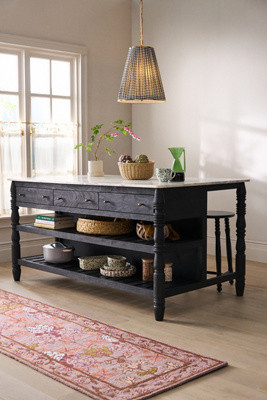 Spindle 73" Marble-Top Kitchen Island | Anthropologie (US)