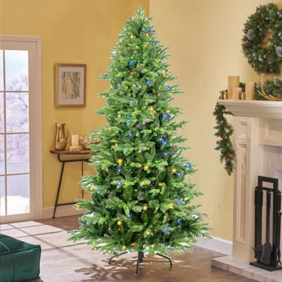 7.5 Ft Prelit Christmas Tree, Holiday Decoration W/ 550 Bi-Colour LED Lights, 2286 Branch Tips, Metal Stand And Hinged Branches | Wayfair Professional