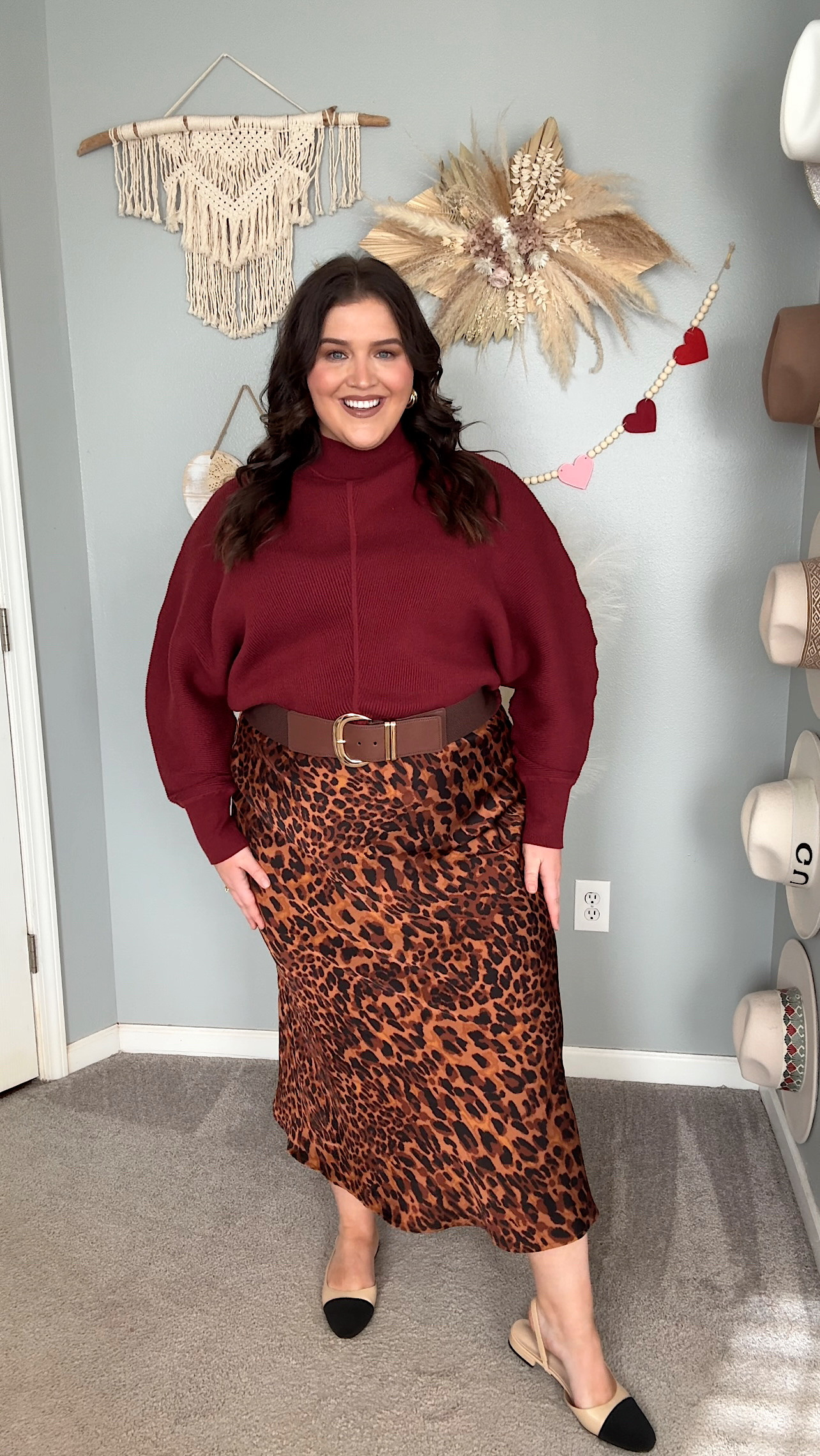 Amazon burgundy sweater paired with a leopard print maxi skirt for a subtle Valentine’s Day look 🍷 Size XXL

#LTKFindsUnder50 #LTKPlusSize #LTKStyleTip
