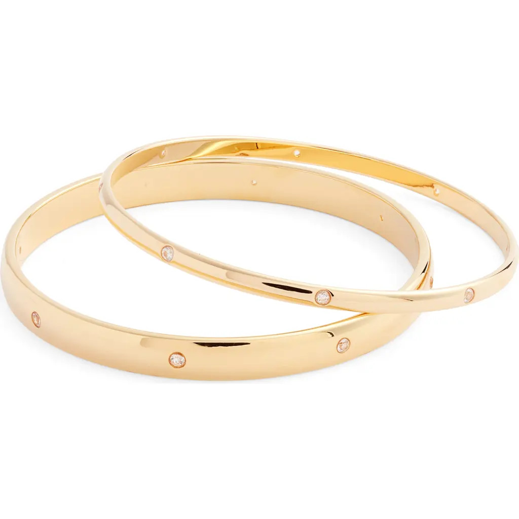 Nordstrom Demi Fine Set of 2 Cubic Zirconia Bangle Bracelets in 14K Gold Plated at Nordstrom | Nordstrom